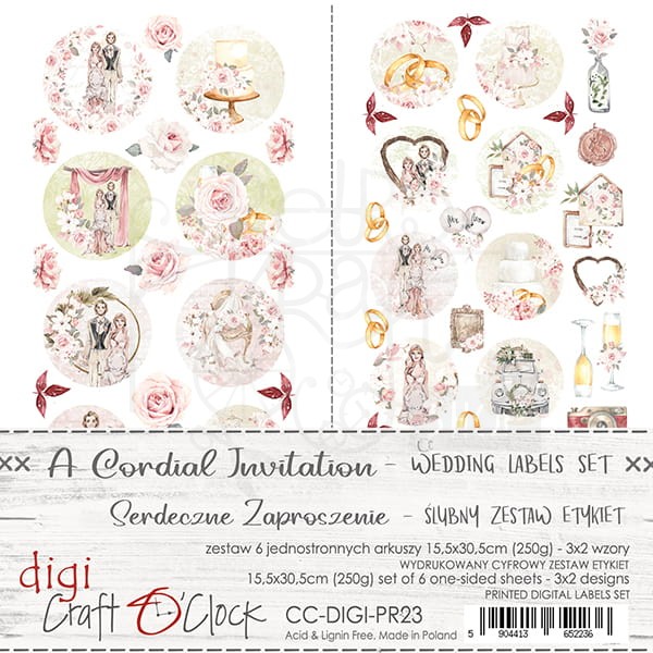 Zestaw etykiet - 23 - A Cordial Invitation Zestaw ślubny CC-DIGI-PR23 Craft O'Clock 1