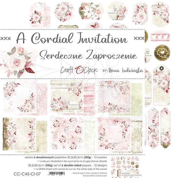 Zestaw papierów 30x30 A Cordial Invitation CC-C45-CI-07 Craft O'Clock 8