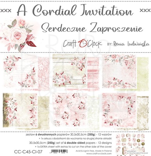 Zestaw papierów 30x30 A Cordial Invitation CC-C45-CI-07 Craft O'Clock 1