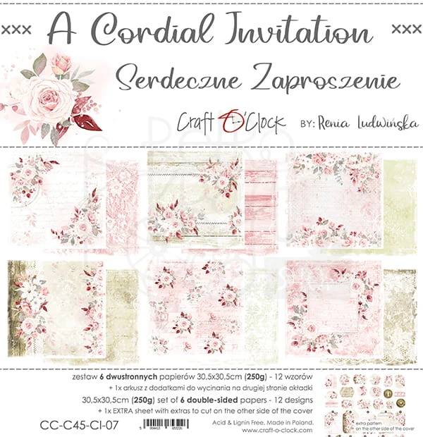 Zestaw papierów 30x30 A Cordial Invitation CC-C45-CI-07 Craft O'Clock 1
