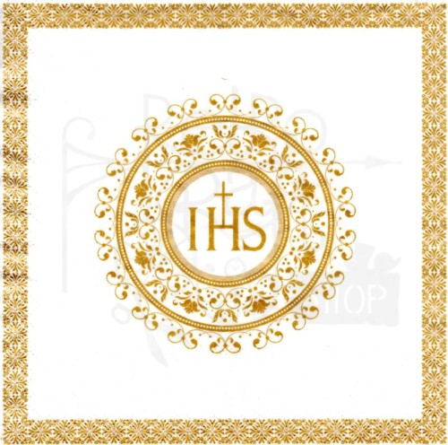 Serwetka 33x33 - Komunia Święta IHS ornamenty