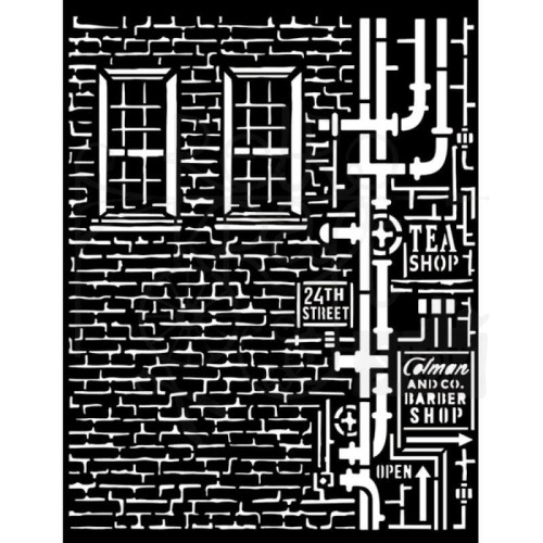 Maska szablon 20x25cm Sir Vagabond Aviator Wall and pipes Mur i rury KSTD109 Stamperia