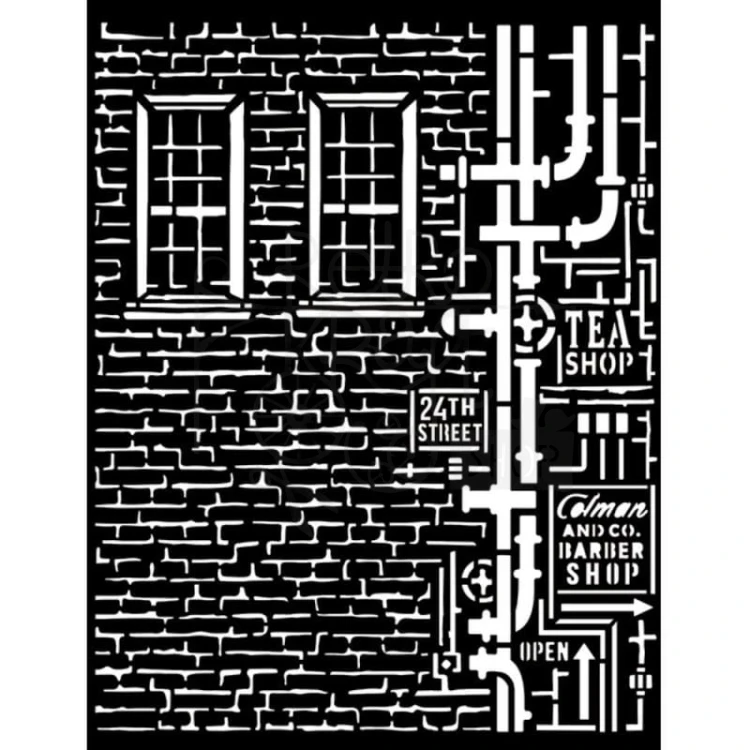 Maska szablon 20x25cm Sir Vagabond Aviator Wall and pipes Mur i rury KSTD109 Stamperia