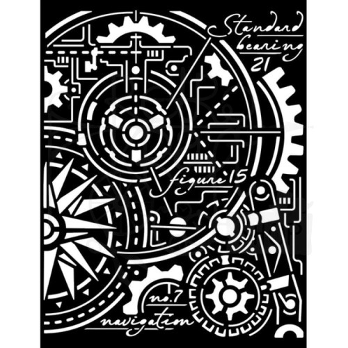 Maska szablon 20x25cm Sir Vagabond Aviator Gears compass Trybiki KSTD107 Stamperia