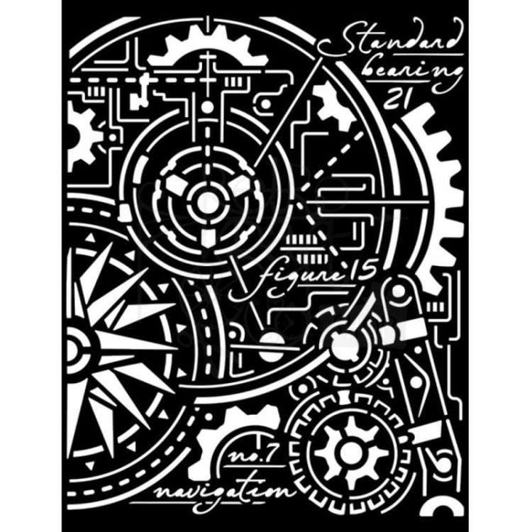 Maska szablon 20x25cm Sir Vagabond Aviator Gears compass Trybiki KSTD107 Stamperia