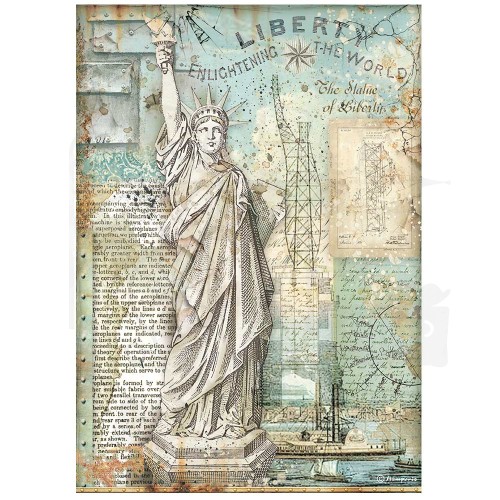 Papier ryżowy A4 Sir Vagabond Aviator Statue of Liberty DFSA4702 Stamperia