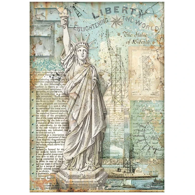 Papier ryżowy A4 Sir Vagabond Aviator Statue of Liberty DFSA4702 Stamperia