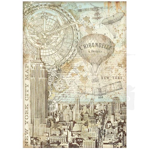 Papier ryżowy A4 Sir Vagabond Aviator New York city map DFSA4700 Stamperia