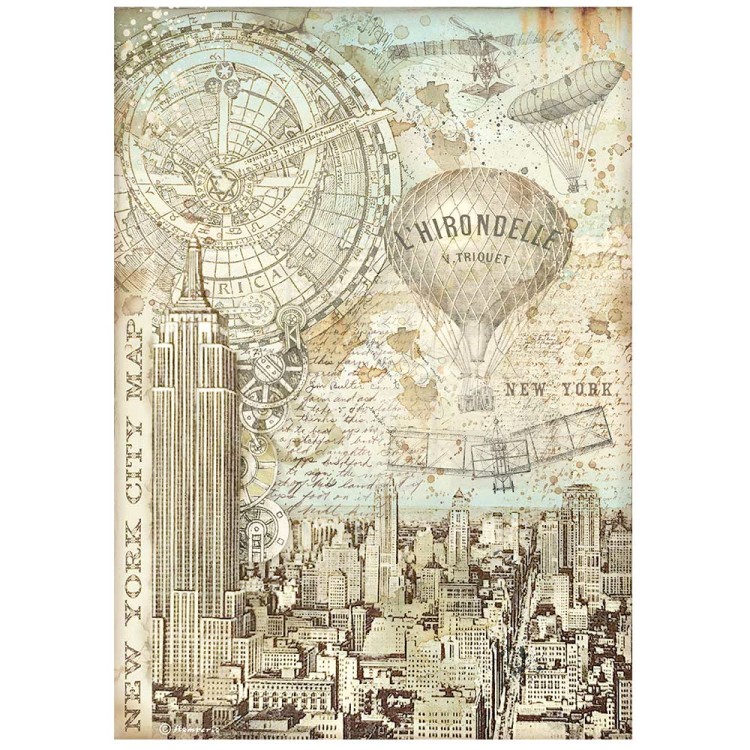 Papier ryżowy A4 Sir Vagabond Aviator New York city map DFSA4700 Stamperia