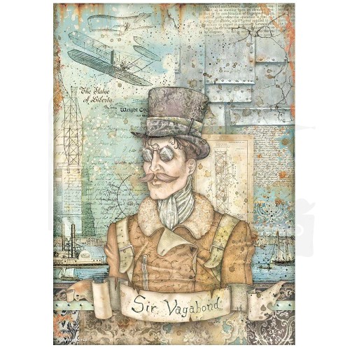 Papier ryżowy A4 Sir Vagabond Aviator Image Portret DFSA4699 Stamperia