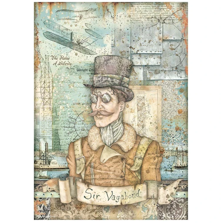 Papier ryżowy A4 Sir Vagabond Aviator Image Portret DFSA4699 Stamperia