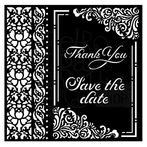 Maska szablon 18x18cm You and Me Thank you save the date Ornamenty KSTDQ67 Stamperia