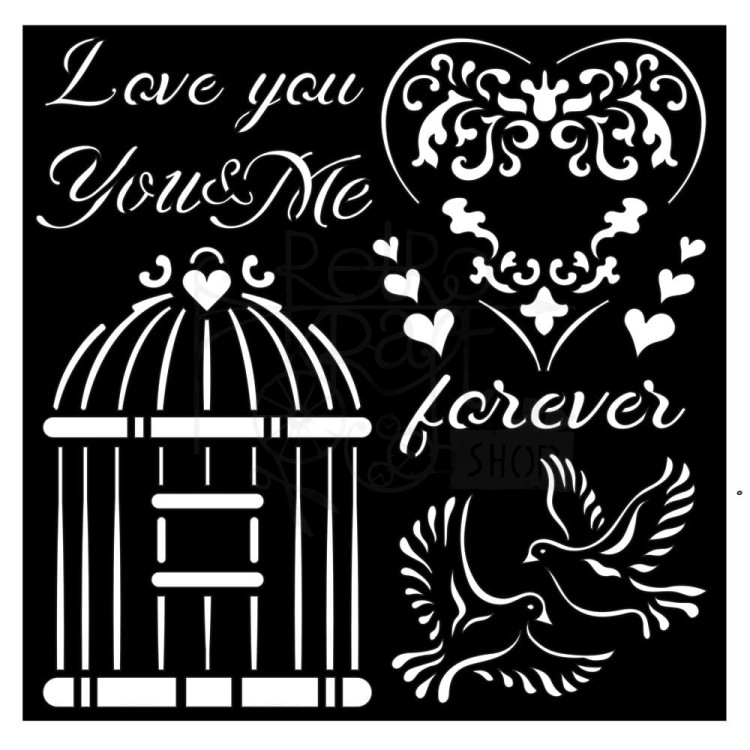 Maska szablon 18x18cm You and Me Love me Serce klatka KSTDQ66 Stamperia