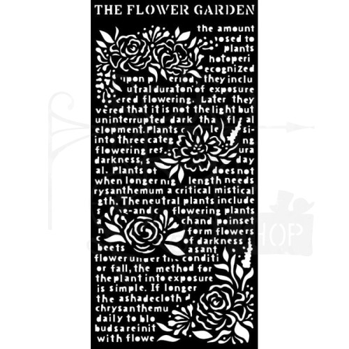 Maska szablon 12x25cm Garden of Promises The Flower Garden Kwiaty tekst KSTDL61 Stamperia
