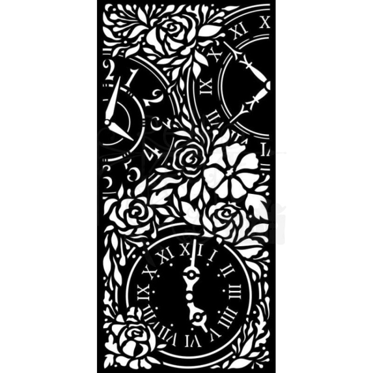 Maska szablon 12x25cm Garden of Promises Clocks Zegary Kwiaty KSTDL57 Stamperia