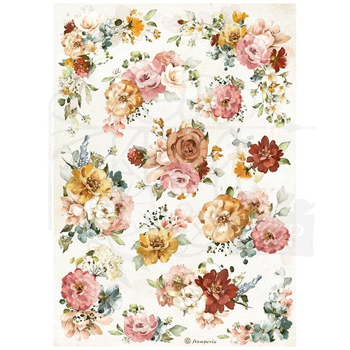 Papier ryżowy A4 Garden of Promises Flowers texture Kwiaty DFSA4692 Stamperia