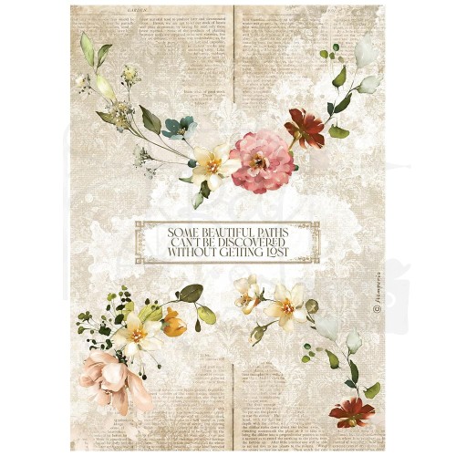 Papier ryżowy A4 Garden of Promises Garlands Girlandy z kwiatów DFSA4690 Stamperia