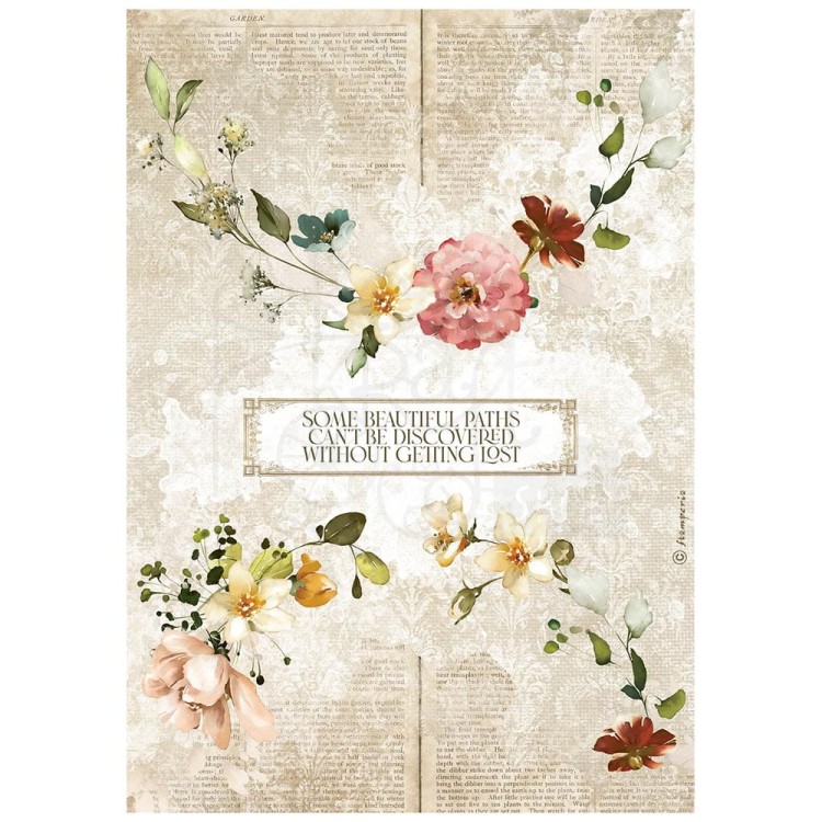 Papier ryżowy A4 Garden of Promises Garlands Girlandy z kwiatów DFSA4690 Stamperia