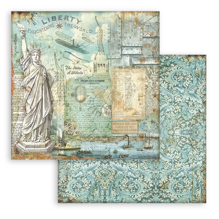 Zestaw papierów 20x20 Sir Vagabond Aviator Backgrounds Selection Tła SBBS63 Stamperia 2