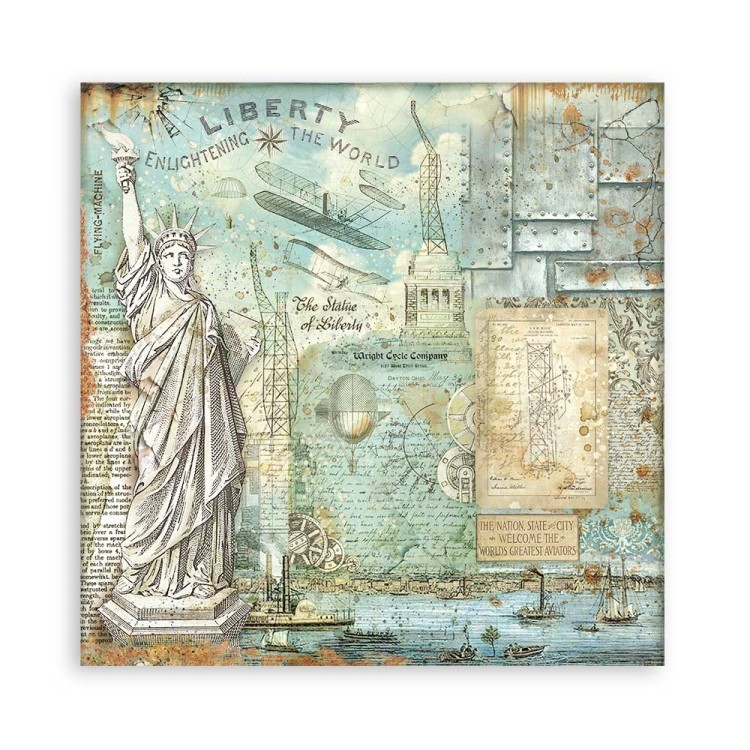Zestaw papierów 20x20 Sir Vagabond Aviator Backgrounds Selection Tła SBBS63 Stamperia 3