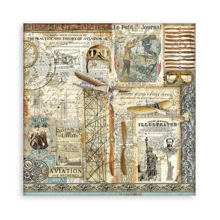 Zestaw papierów 20x20 Sir Vagabond Aviator Backgrounds Selection Tła SBBS63 Stamperia 6