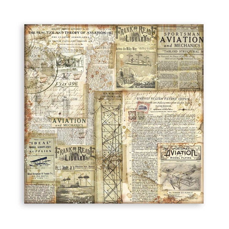 Zestaw papierów 20x20 Sir Vagabond Aviator Backgrounds Selection Tła SBBS63 Stamperia 7