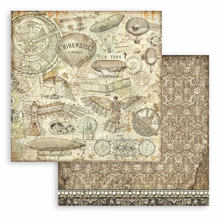 Zestaw papierów 20x20 Sir Vagabond Aviator Backgrounds Selection Tła SBBS63 Stamperia 20