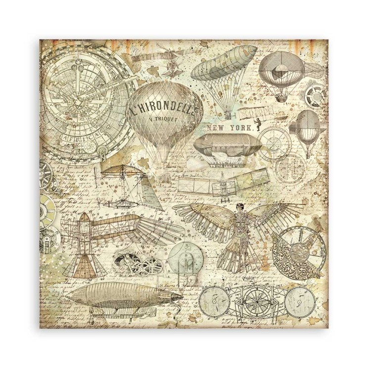 Zestaw papierów 20x20 Sir Vagabond Aviator Backgrounds Selection Tła SBBS63 Stamperia 21