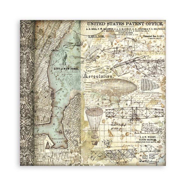 Zestaw papierów 20x20 Sir Vagabond Aviator Backgrounds Selection Tła SBBS63 Stamperia 27