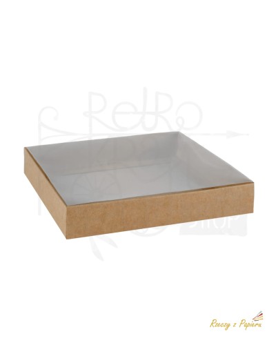 Pudełko z pełną szybką duże kwadratowe - kraft 15x15x2,5 1