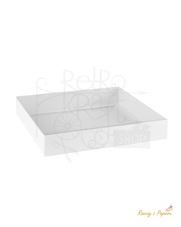 Pudełko z pełną szybką duże kwadratowe - białe 15x15x2,5 1
