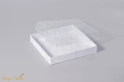 Pudełko z pełną szybką duże kwadratowe - białe 15x15x2,5 2