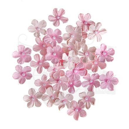 Kwiaty papierowe z perełką 2cm 32szt. różowe CEKP-071 dpCraft 1