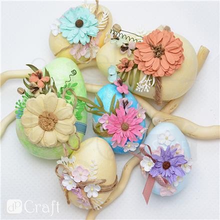 Kwiaty papierowe z perełką 2cm 32szt. różowe CEKP-071 dpCraft 2