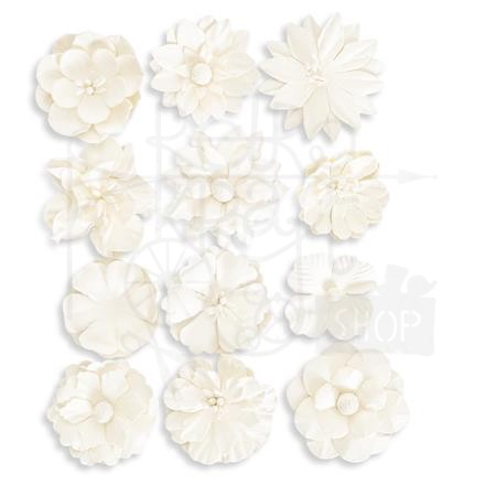 Kwiaty papierowe 4cm 12szt. białe CEKP-046 dpCraft 1