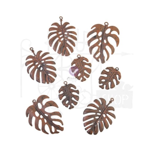 Ozdoba metalowa Mechanicals Rusty Monstera Liślie monstery 8szt 968540 Finnabair Prima