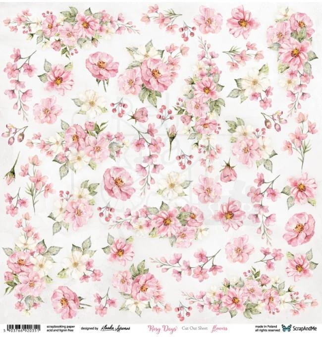 Papier 30x30 Rosy Days Flowers - arkusz do wycinania RD-12 ScrapAndMe