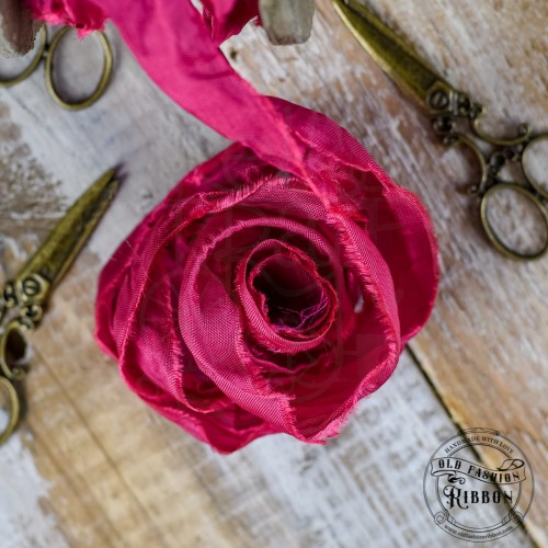 Wstążka gnieciona vintage różowy 120cm OLDSZ-37 Old Fashion Ribbon