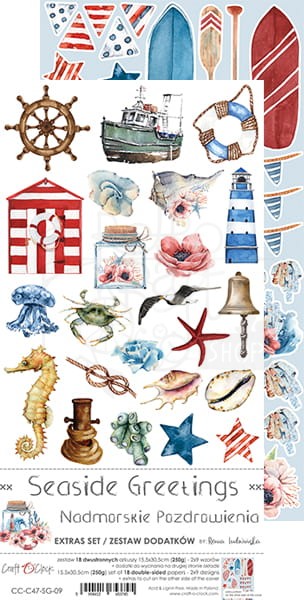 Zestaw dodatków do wycięcia Seaside Greetings CC-C47-SG-09 Craft O'Clock 11