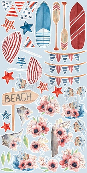 Zestaw dodatków do wycięcia Seaside Greetings CC-C47-SG-09 Craft O'Clock 12