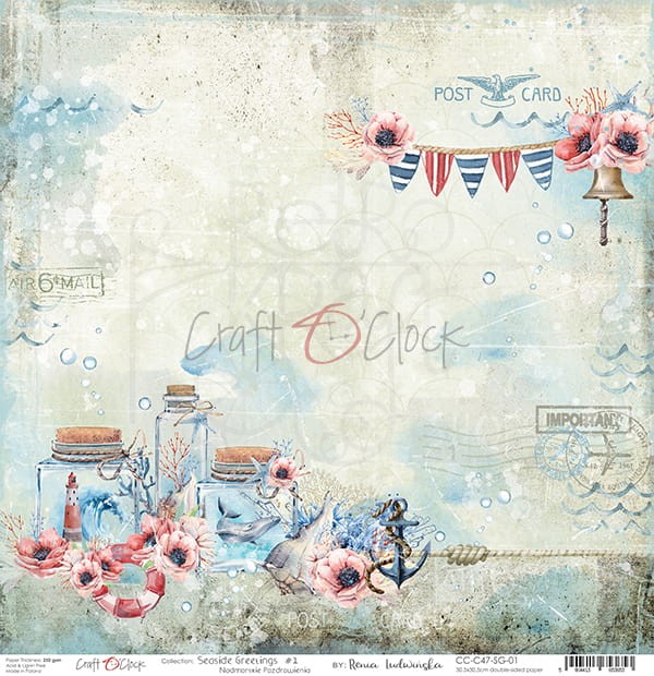 Papier 30x30 Seaside Greetings 01 CC-C47-SG-01 Craft O'Clock 2
