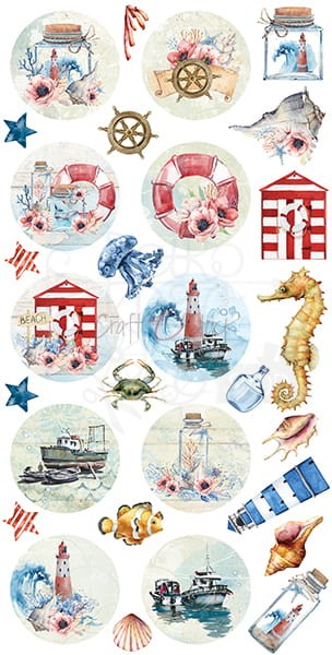 Zestaw etykiet 26 Seaside Greetings Zestaw wakacyjny CC-DIGI-PR26 Craft O'Clock 3