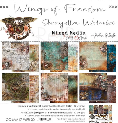 Zestaw papierów 30x30 Wings of Freedom CC-MM17-WFR-00 Craft O'Clock 1