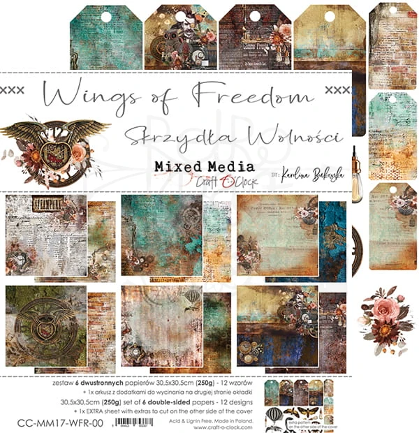 Zestaw papierów 30x30 Wings of Freedom CC-MM17-WFR-00 Craft O'Clock 8