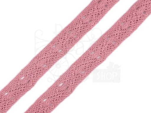 Koronka bawełniana stary jasny róż 12mm 1mb