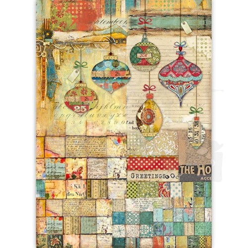 Papier ryżowy A3 Make A Wish - Patchwork bombki DFSA3042 Stamperia