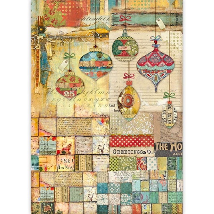 Papier ryżowy A3 Make A Wish - Patchwork bombki DFSA3042 Stamperia