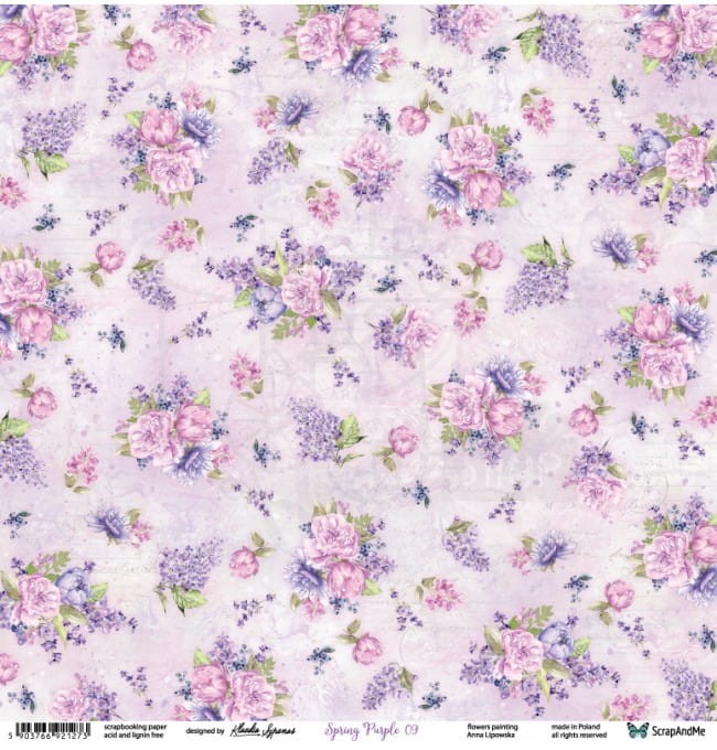 Zestaw papierów 30x30 Spring Purple SP-11 Scrap and Me 16