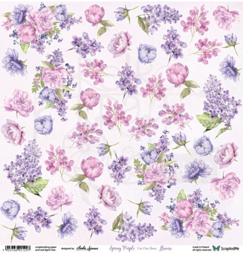 Papier 30x30 Spring Purple Flowers elementy do wycinania SP-12 Scrap and Me