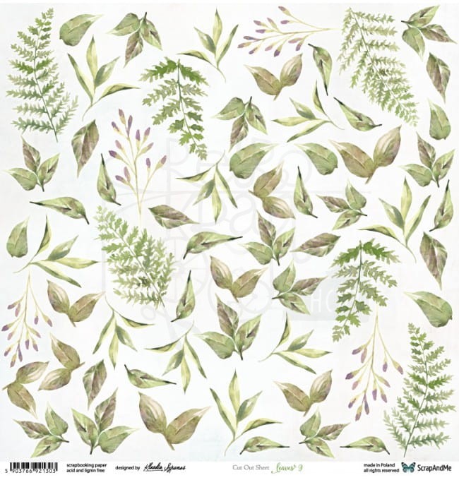 Papier 30x30 Leaves 9 elementy do wycinania SP-13 Scrap and Me